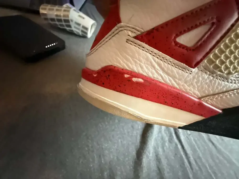 Nike Jordan 4 Retro Red Cement White Sneakers BQ7669-161 Size 3Y